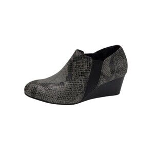 Vionic Stanton Wedge Slip-On Booties in Grey Snake Print Size 9